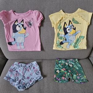 Kids Bluey Cartoon Character Shorts And Top Sets - 2t